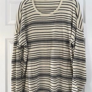 Eileen Fisher Black and Cream Striped Knit
